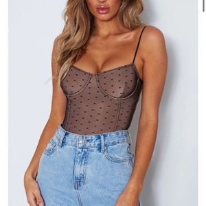 White Fox Boutique - No Looking Back Mesh Underwire Bodysuit Black (XS) NWT